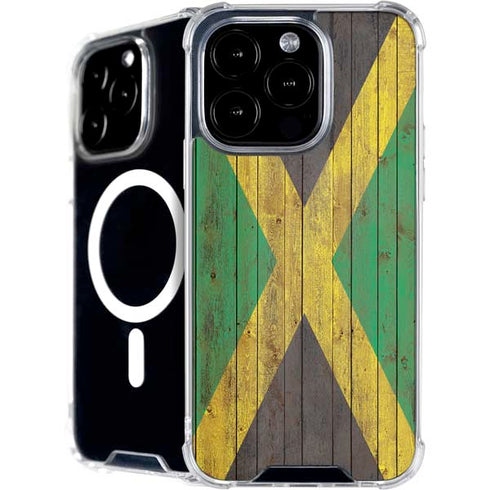 Jamaican Flag Dark Wood iPhone 16 Pro MagSafe Case